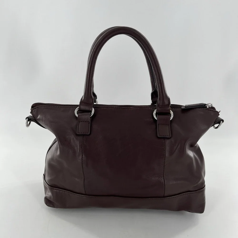 Tignanello‎ Brown Leather Tote Crossbody Medium Satchel & Keyring Detach Strap